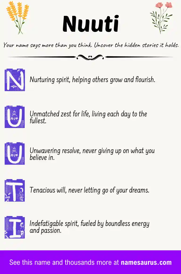 Acrostic poem about Nuuti.