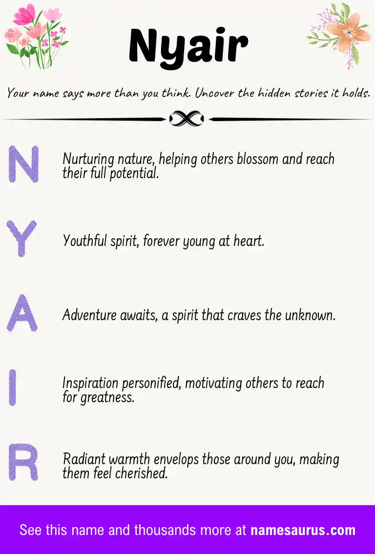 Acrostic poem about Nyair.