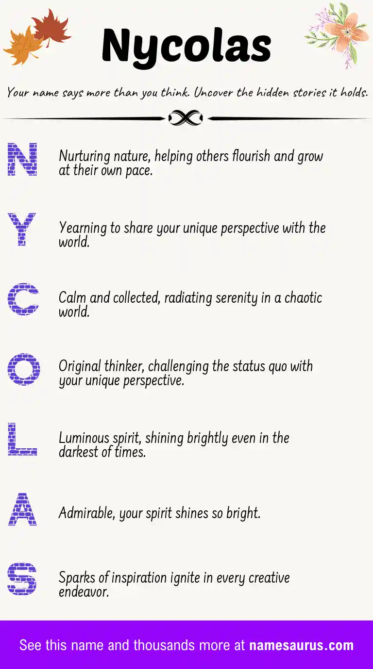 Acrostic poem about Nycolas.