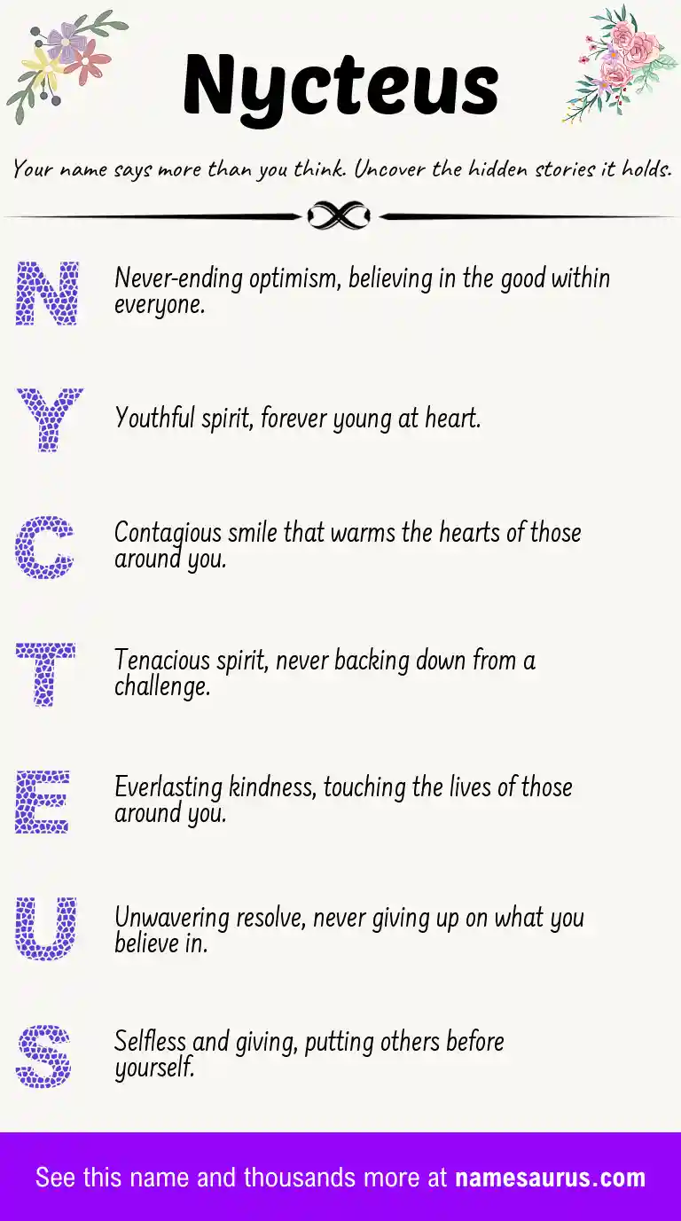 Acrostic poem about Nycteus.
