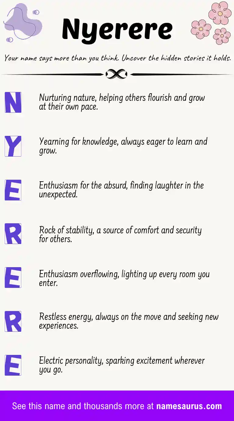 Acrostic poem about Nyerere.