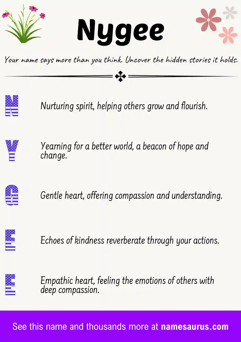 Acrostic poem about Nygee.