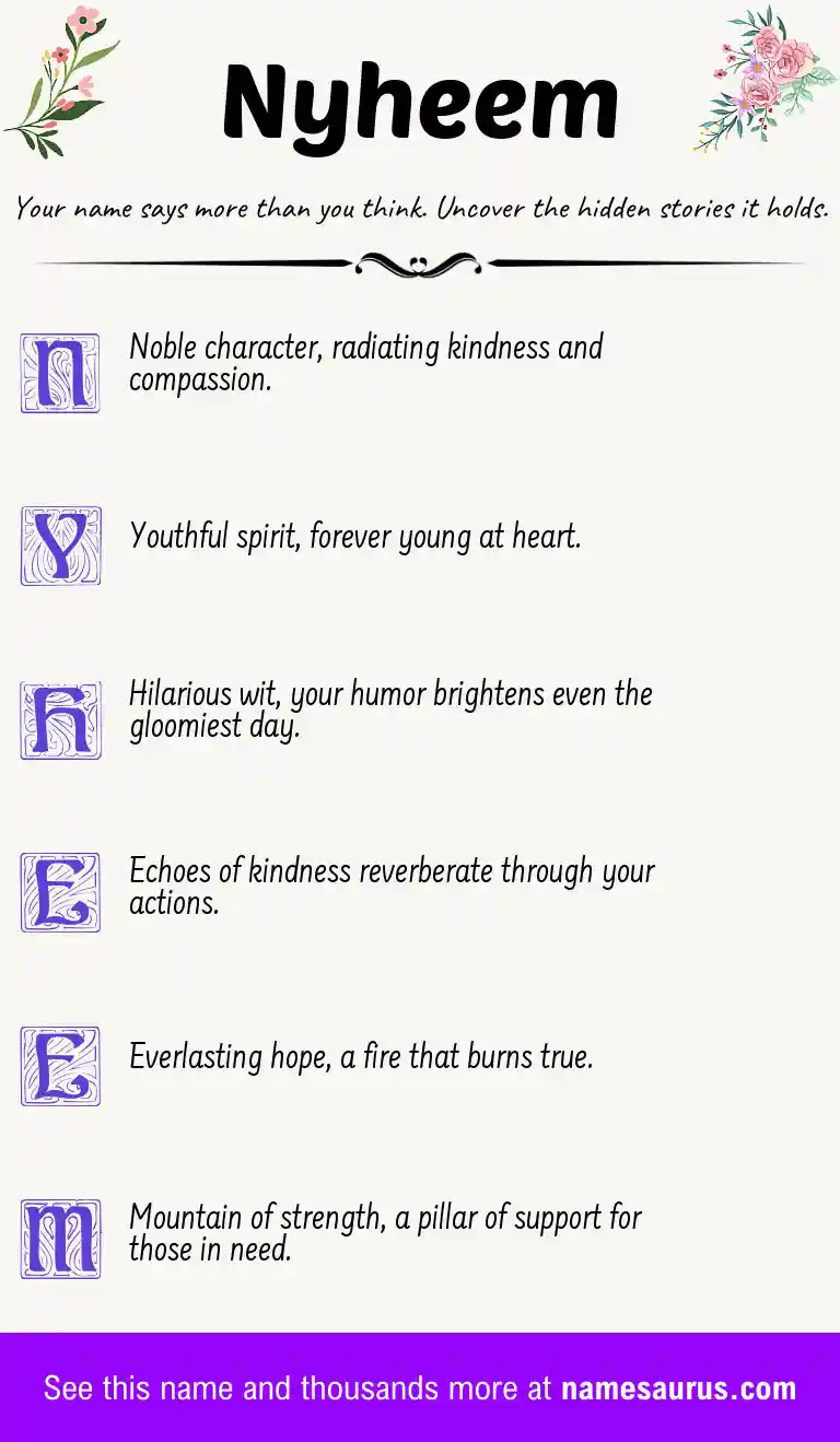 Acrostic poem about Nyheem.