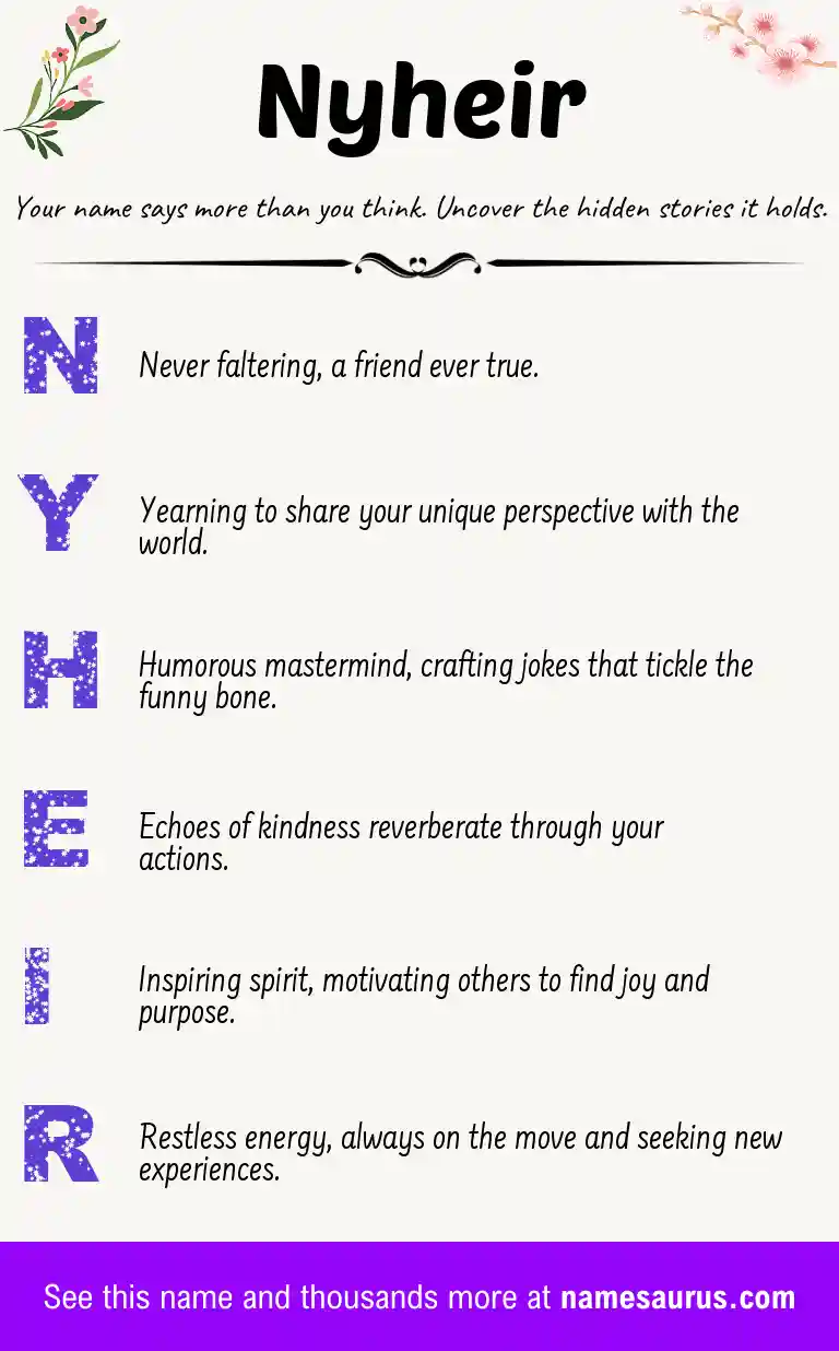 Acrostic poem about Nyheir.
