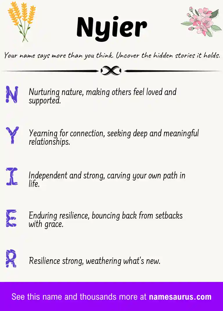 Acrostic poem about Nyier.