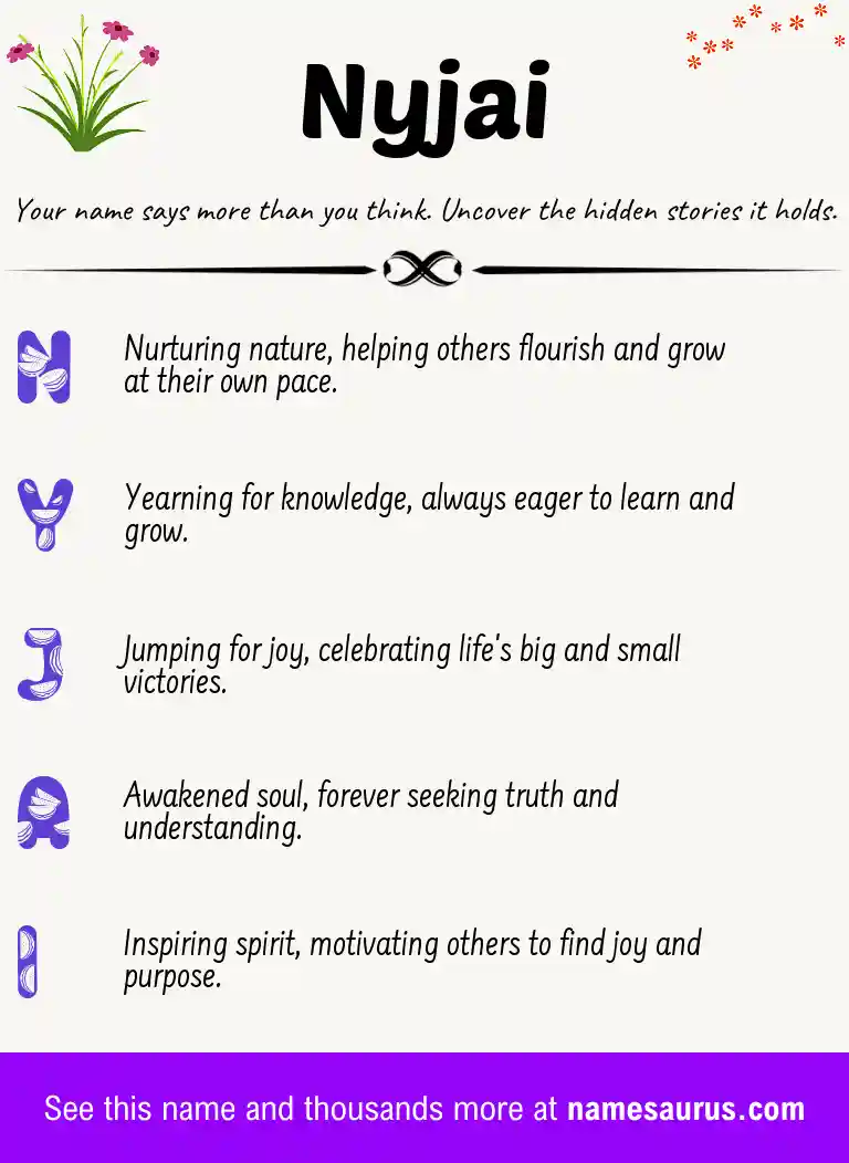 Acrostic poem about Nyjai.