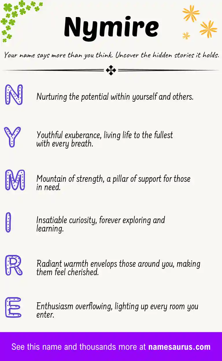 Acrostic poem about Nymire.