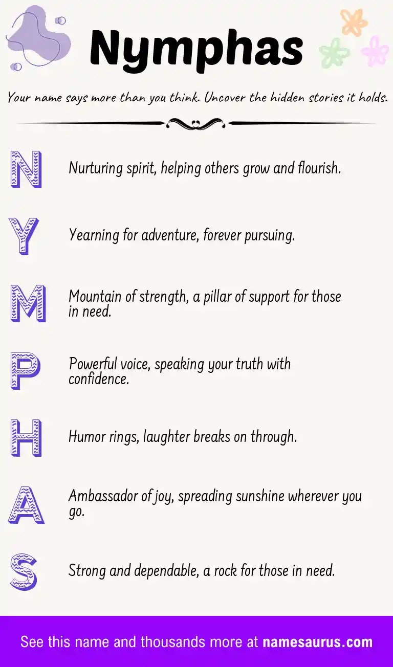 Acrostic poem about Nymphas.