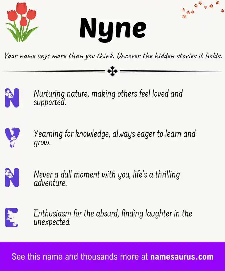 Acrostic poem about Nyne.
