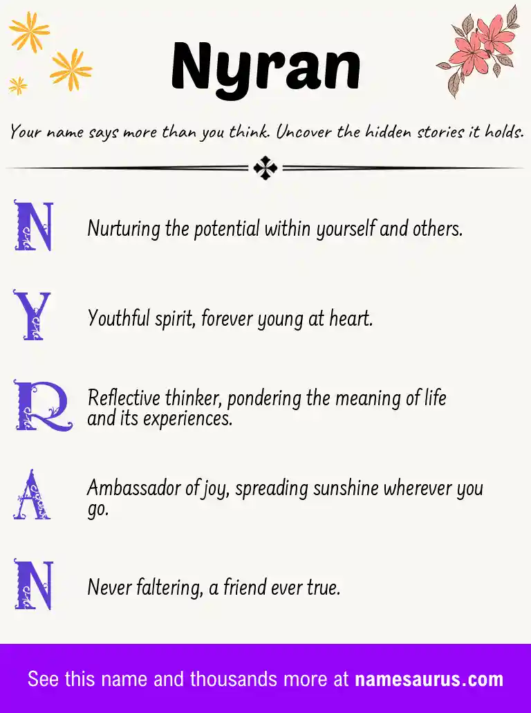 Acrostic poem about Nyran.