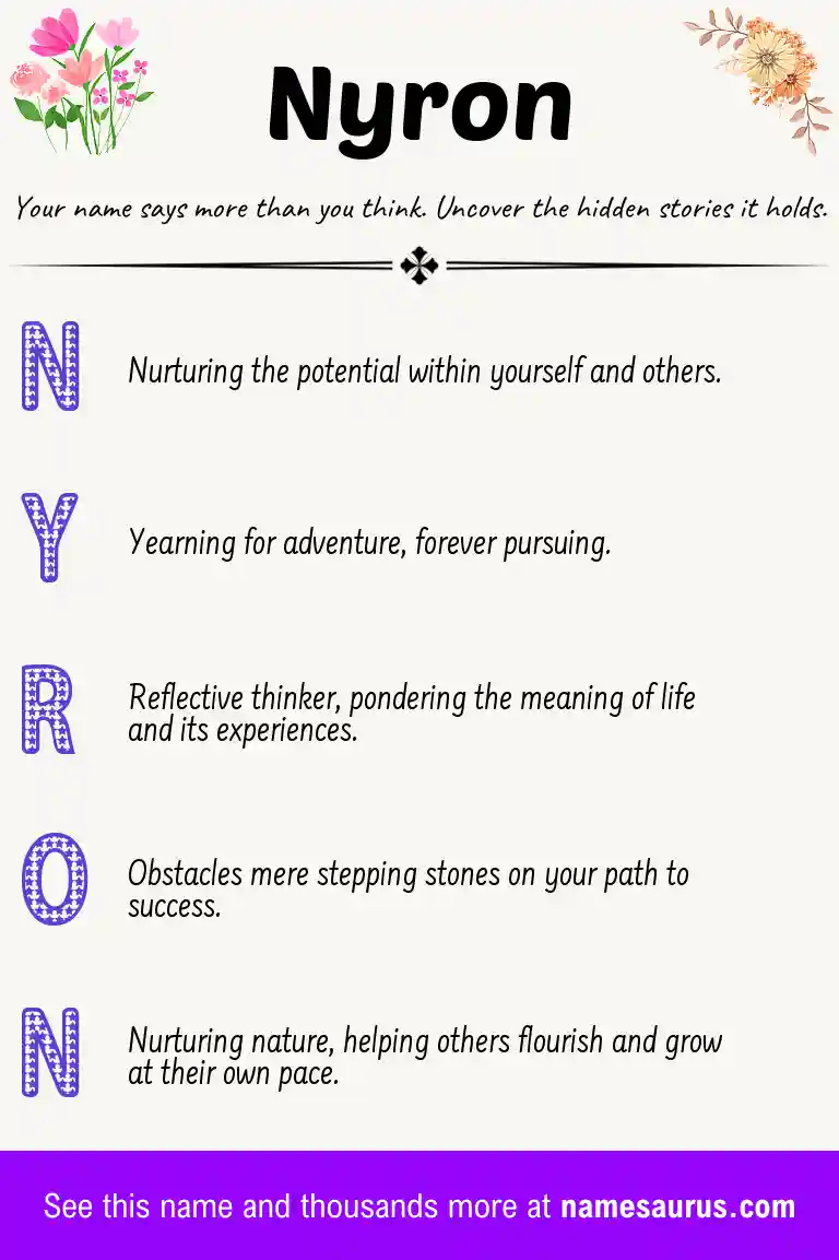Acrostic poem about Nyron.