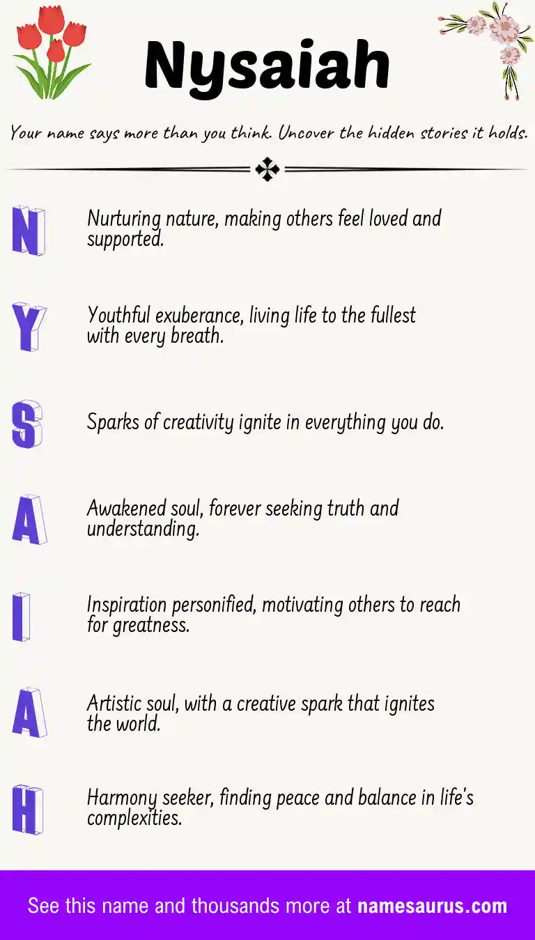 Acrostic poem about Nysaiah.