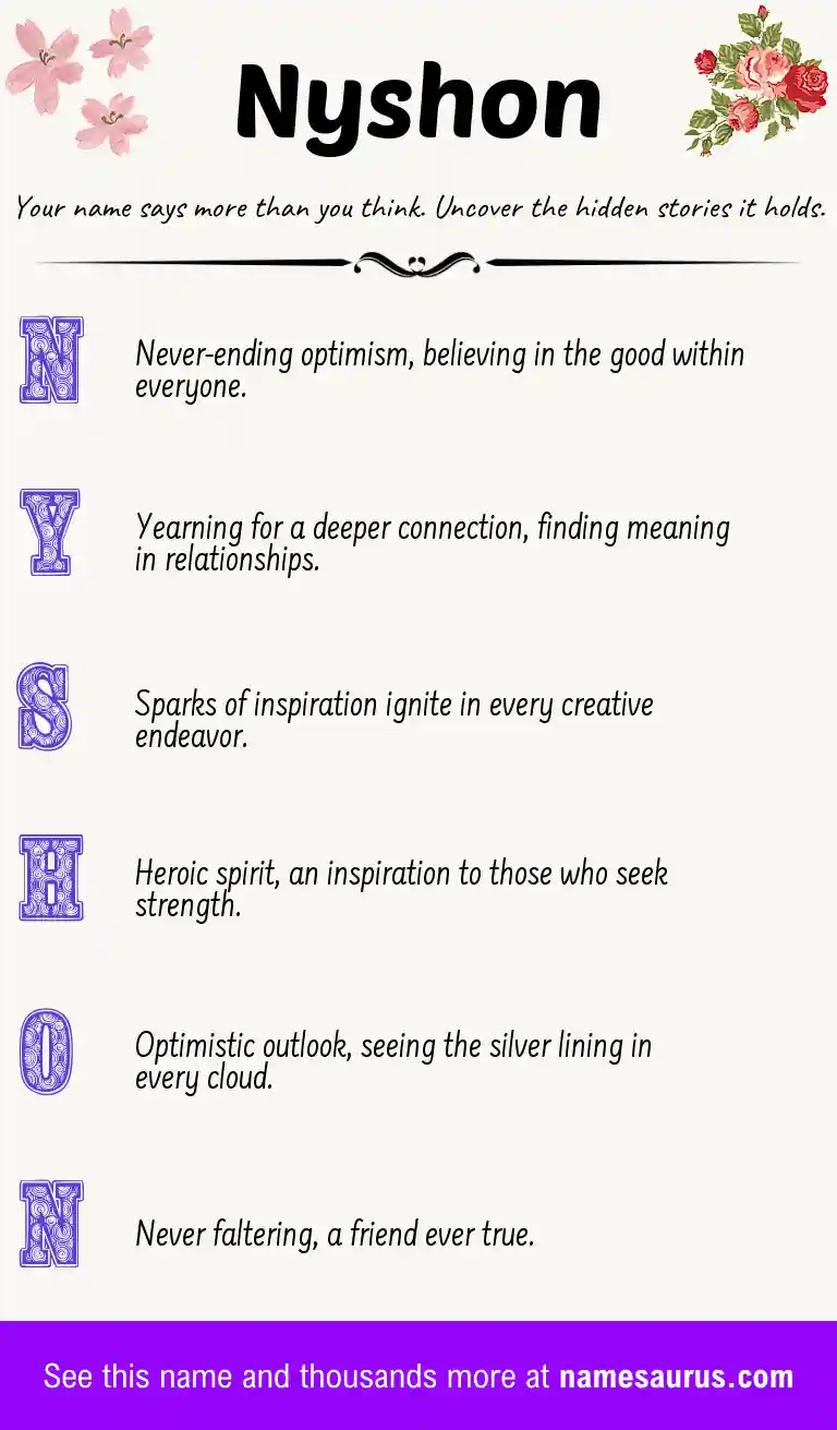 Acrostic poem about Nyshon.