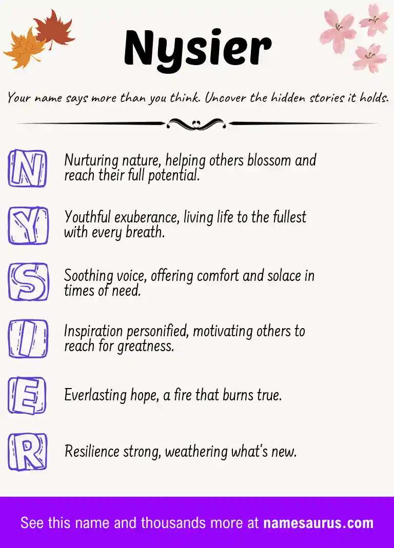 Acrostic poem about Nysier.