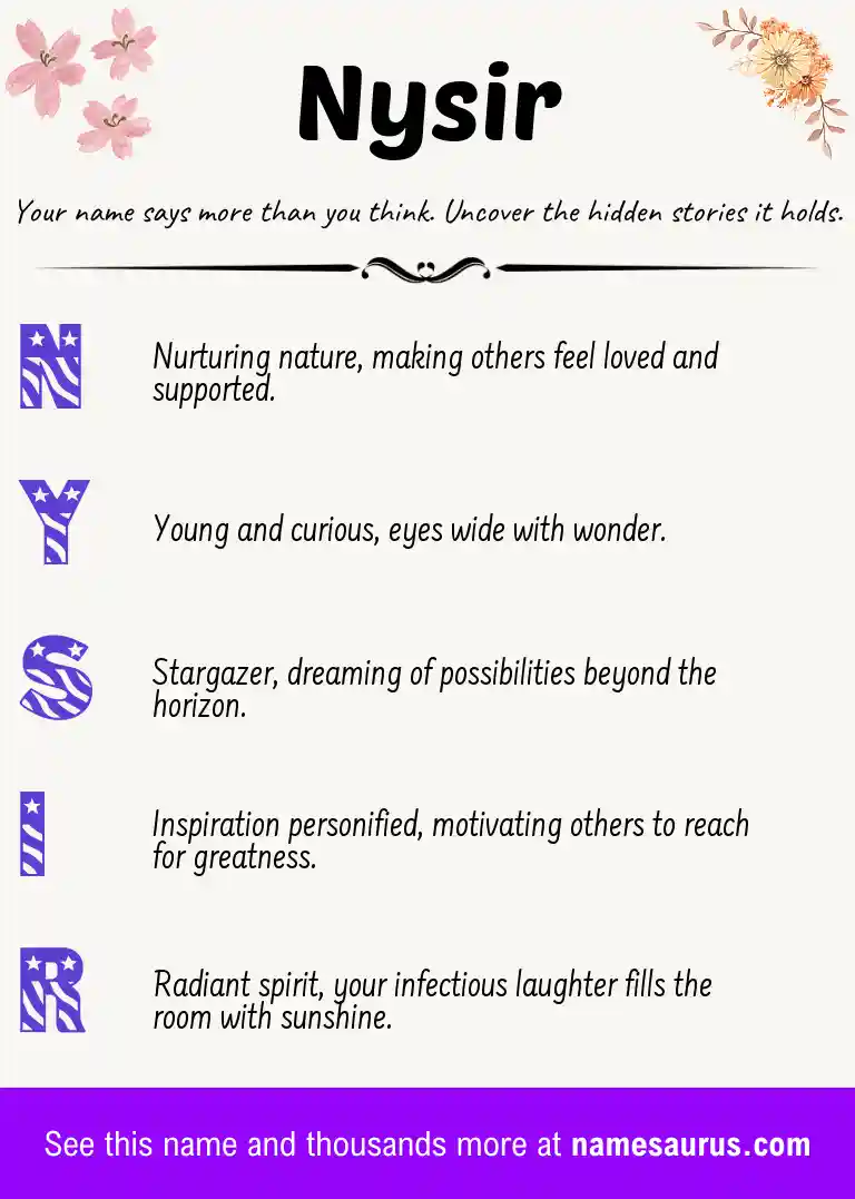 Acrostic poem about Nysir.