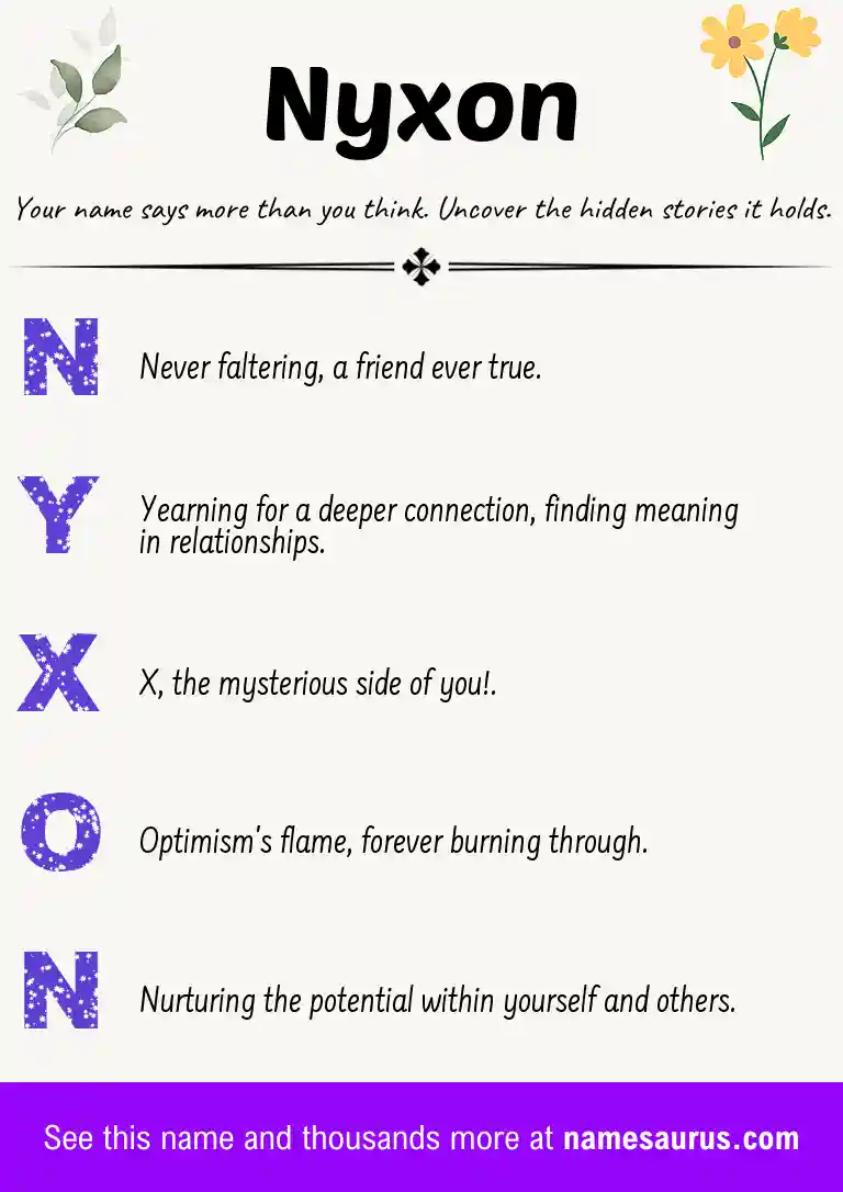Acrostic poem about Nyxon.