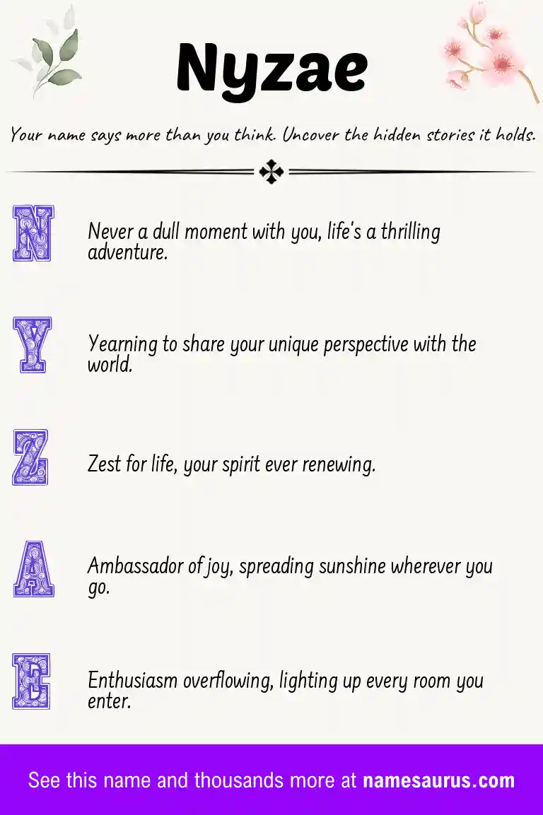Acrostic poem about Nyzae.