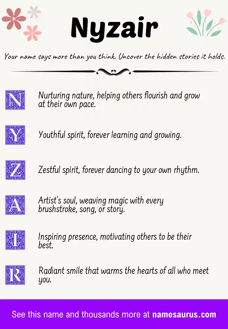 Acrostic poem about Nyzair.