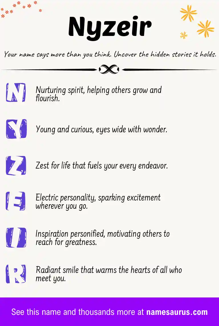 Acrostic poem about Nyzeir.