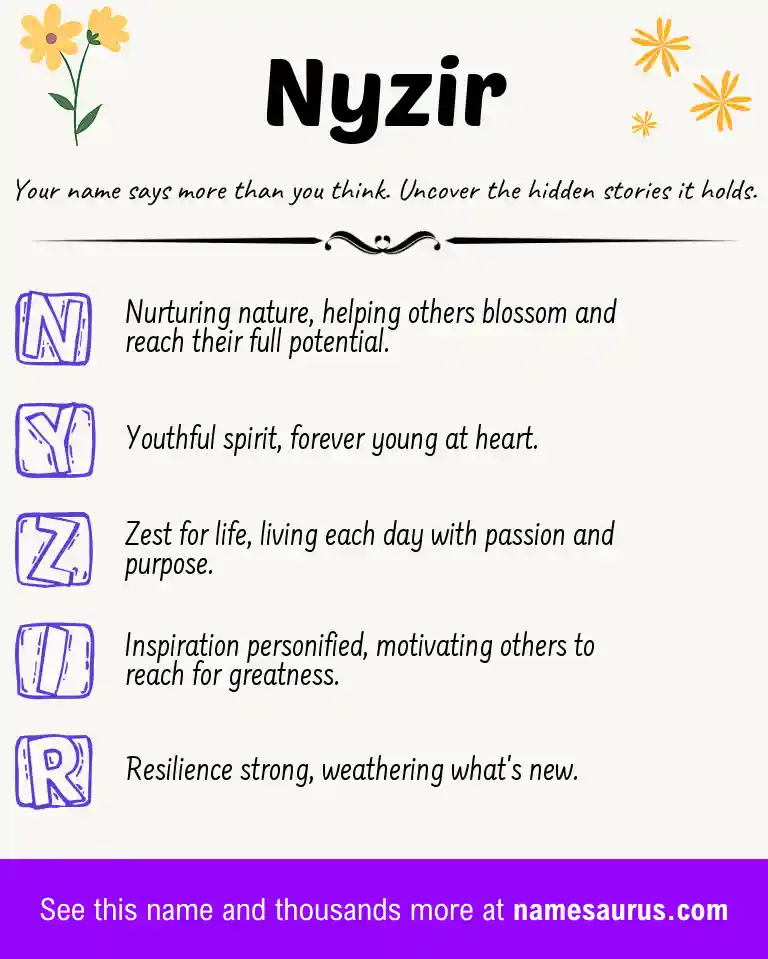Acrostic poem about Nyzir.