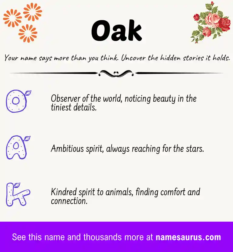 Acrostic poem about Oak.