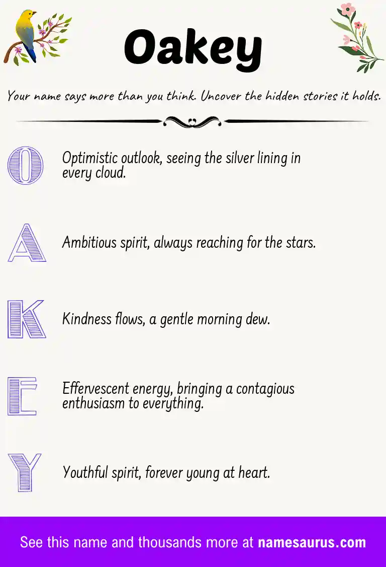 Acrostic poem about Oakey.