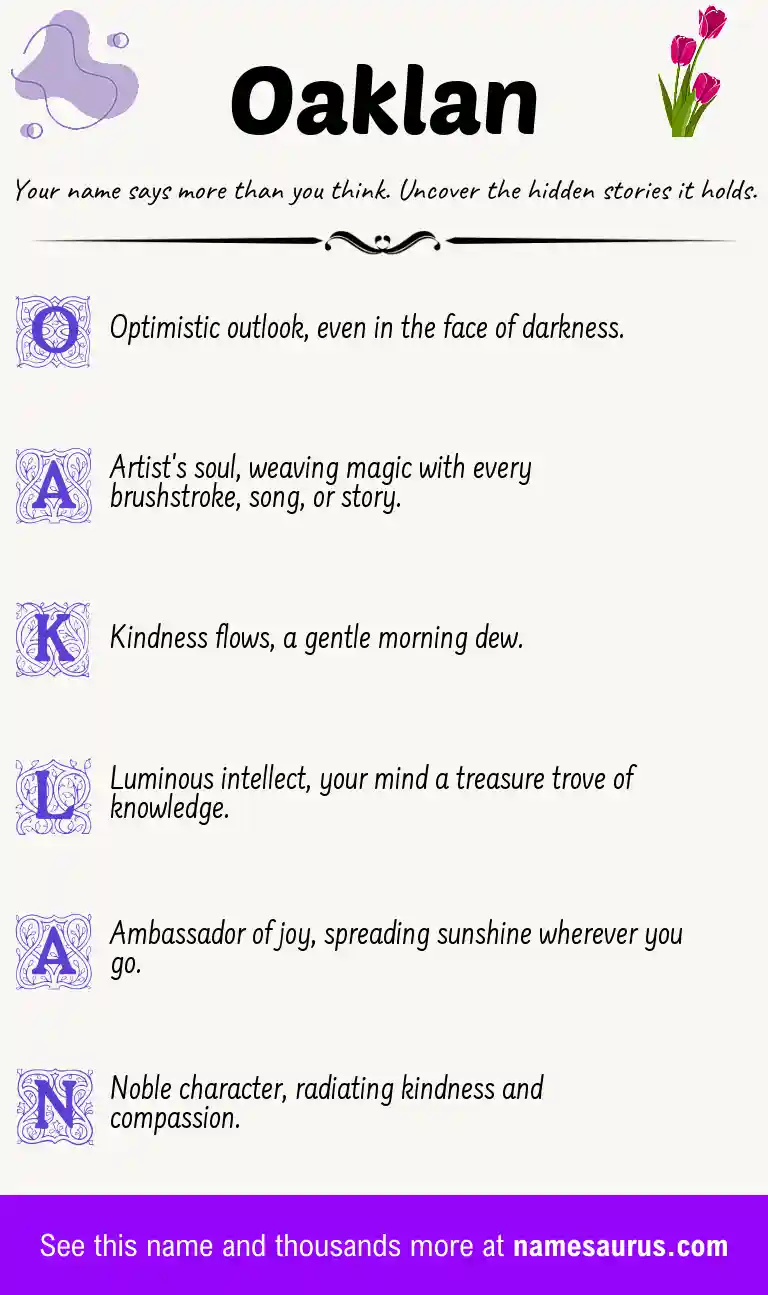 Acrostic poem about Oaklan.
