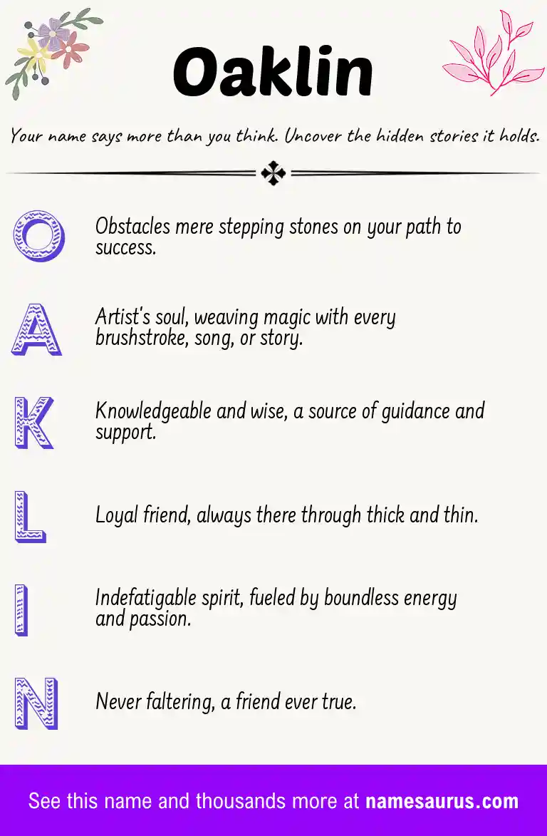 Acrostic poem about Oaklin.