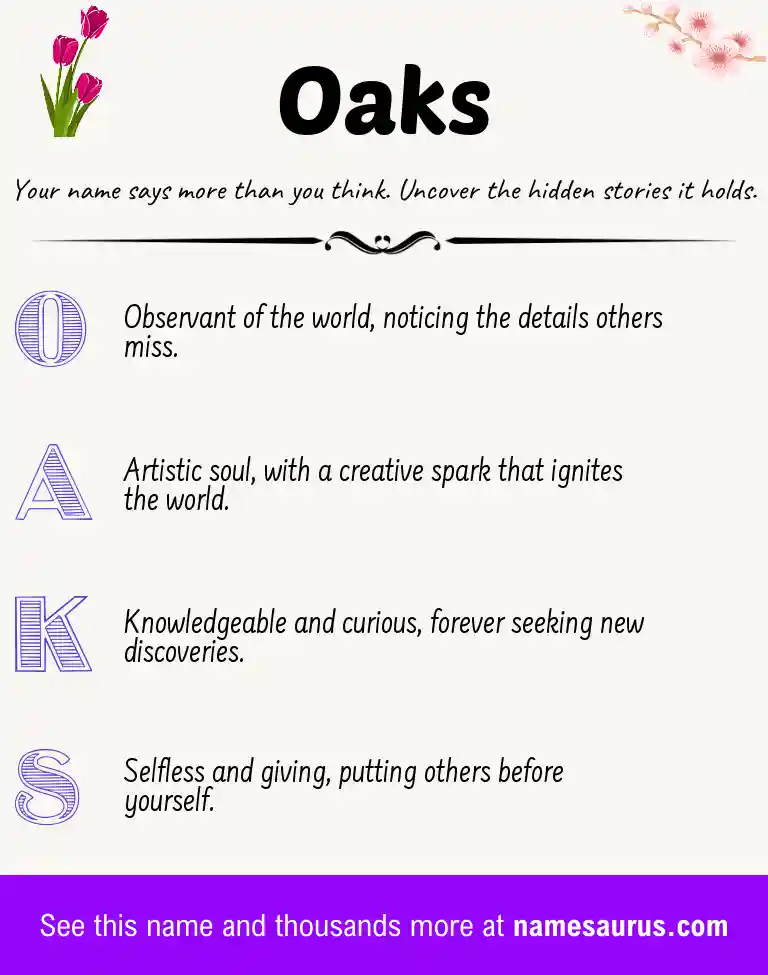 Acrostic poem about Oaks.