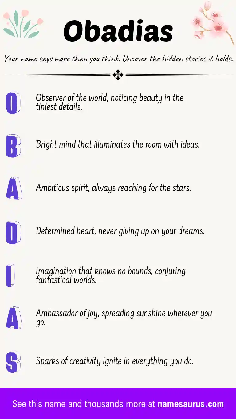 Acrostic poem about Obadias.