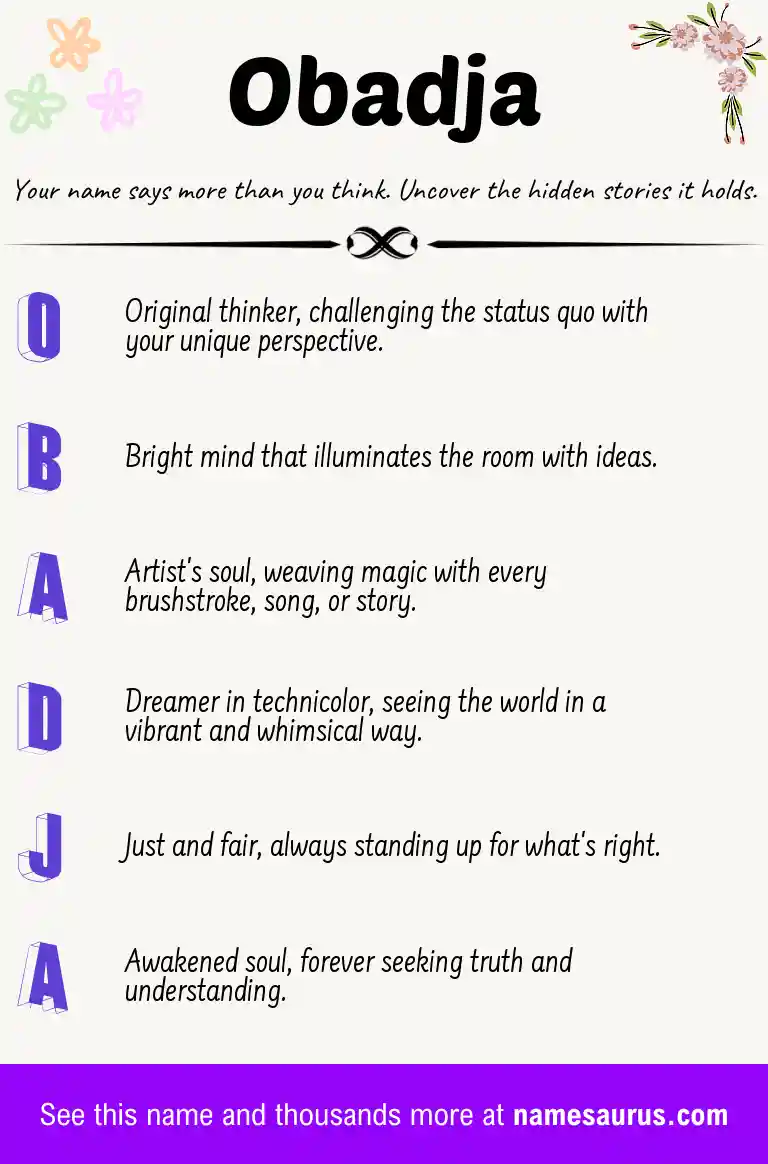 Acrostic poem about Obadja.