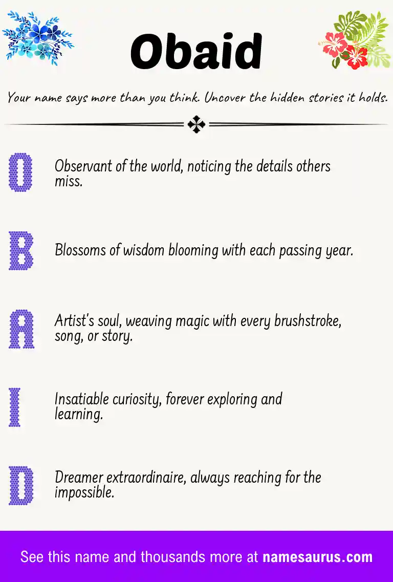 Acrostic poem about Obaid.