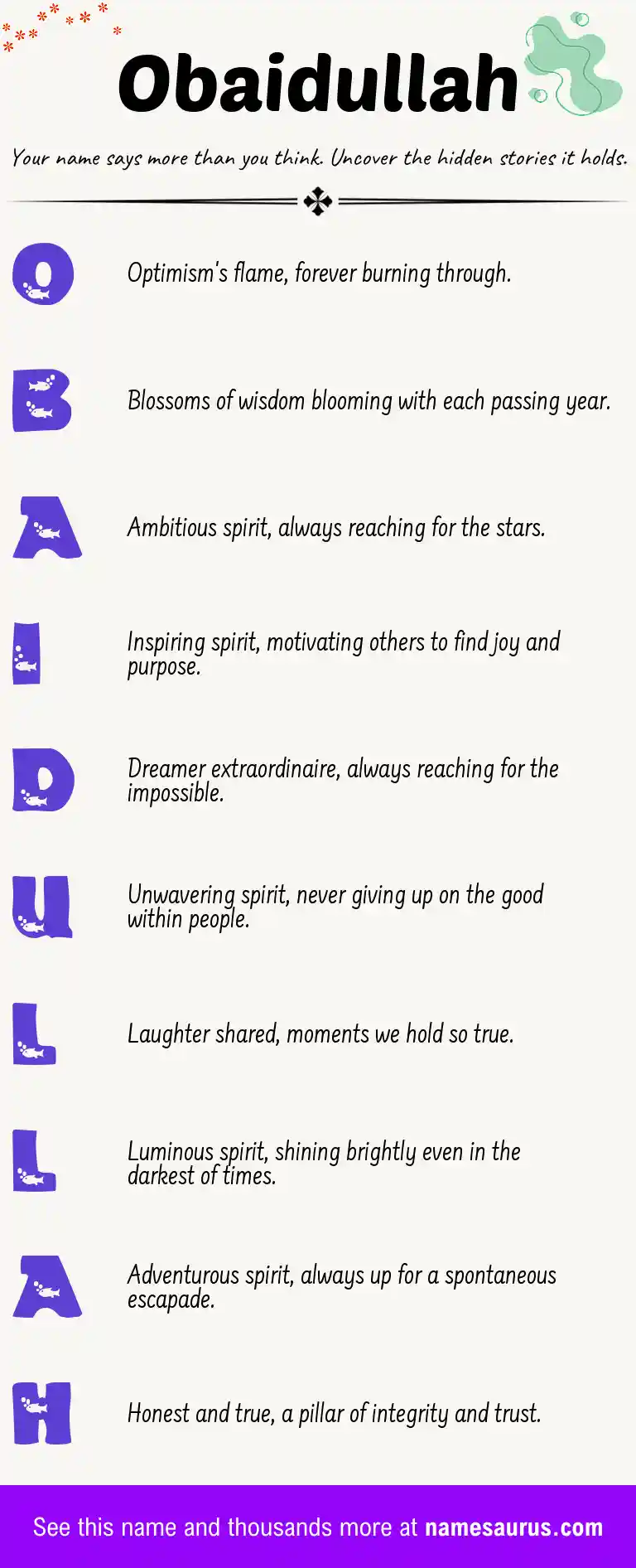 Acrostic poem about Obaidullah.