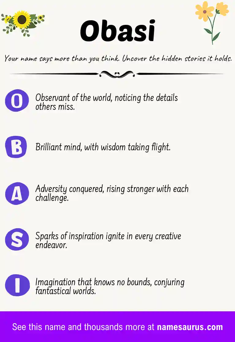 Acrostic poem about Obasi.