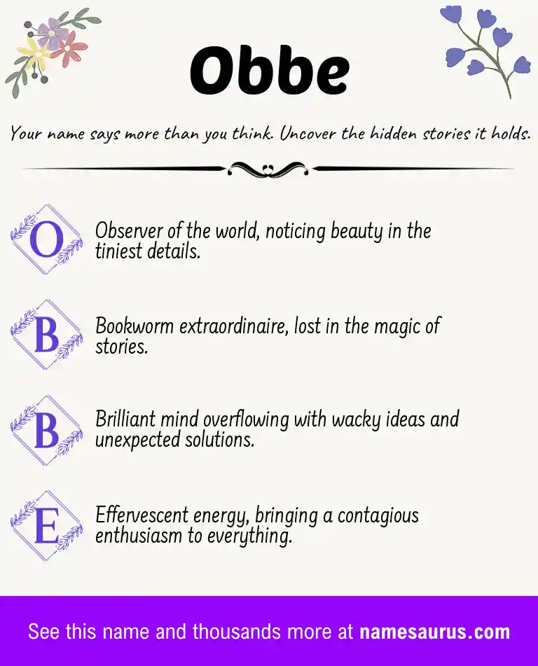 Acrostic poem about Obbe.