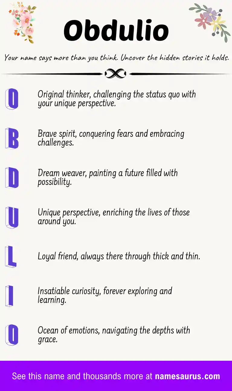 Acrostic poem about Obdulio.