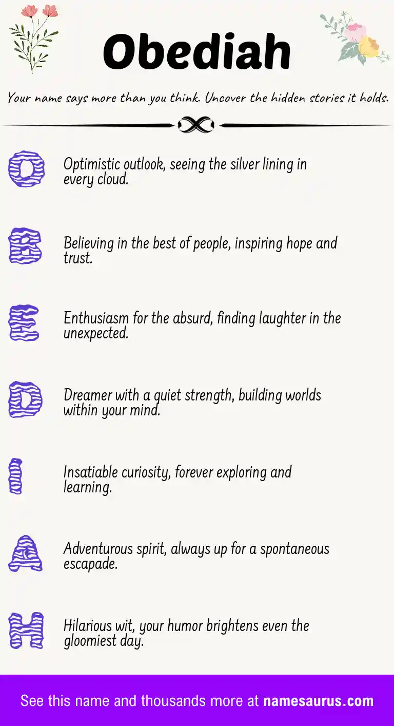Acrostic poem about Obediah.