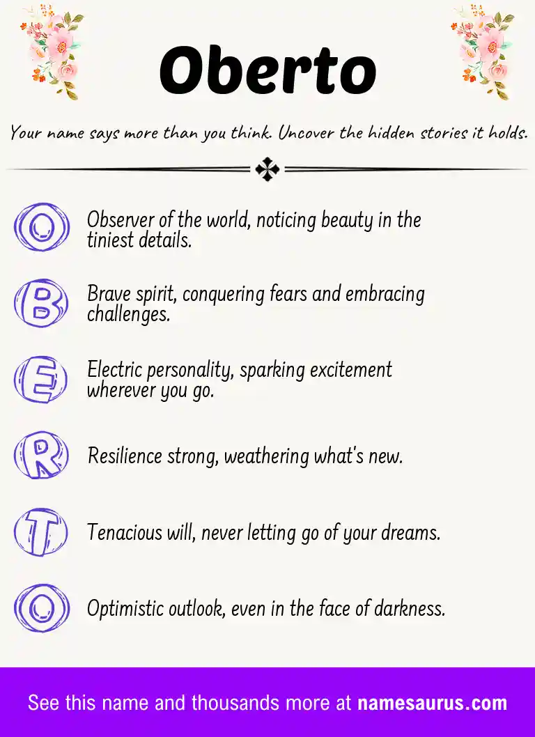 Acrostic poem about Oberto.