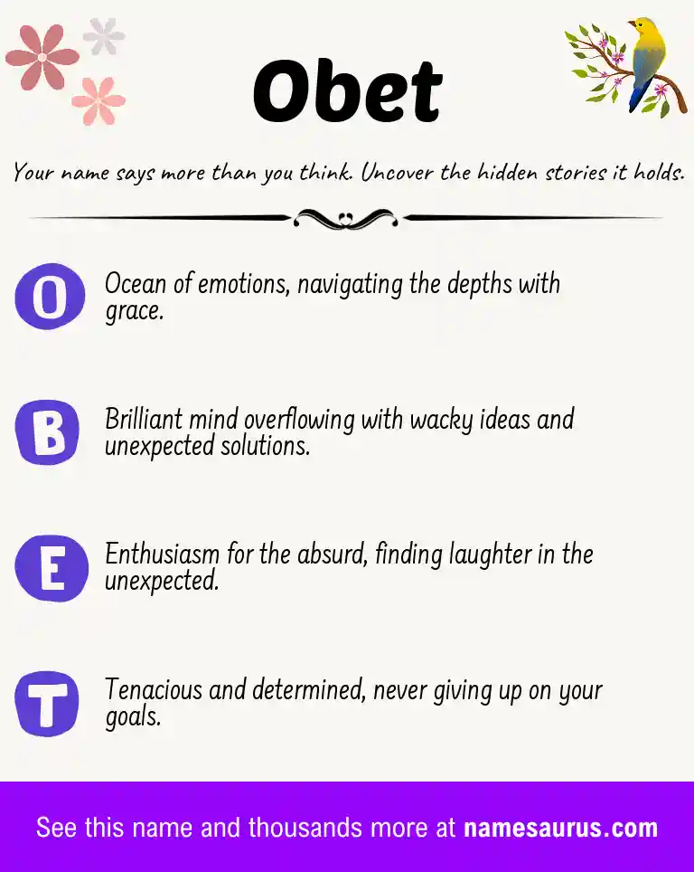 Acrostic poem about Obet.