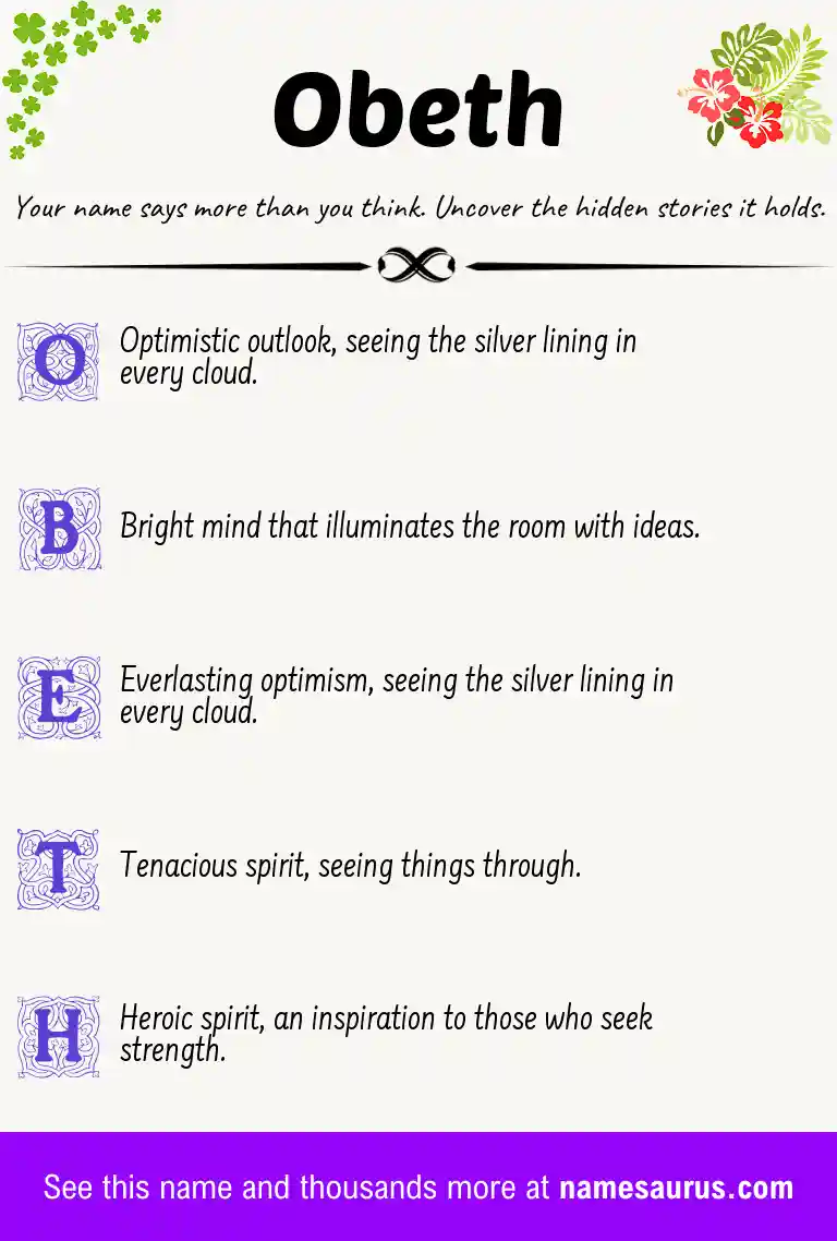 Acrostic poem about Obeth.