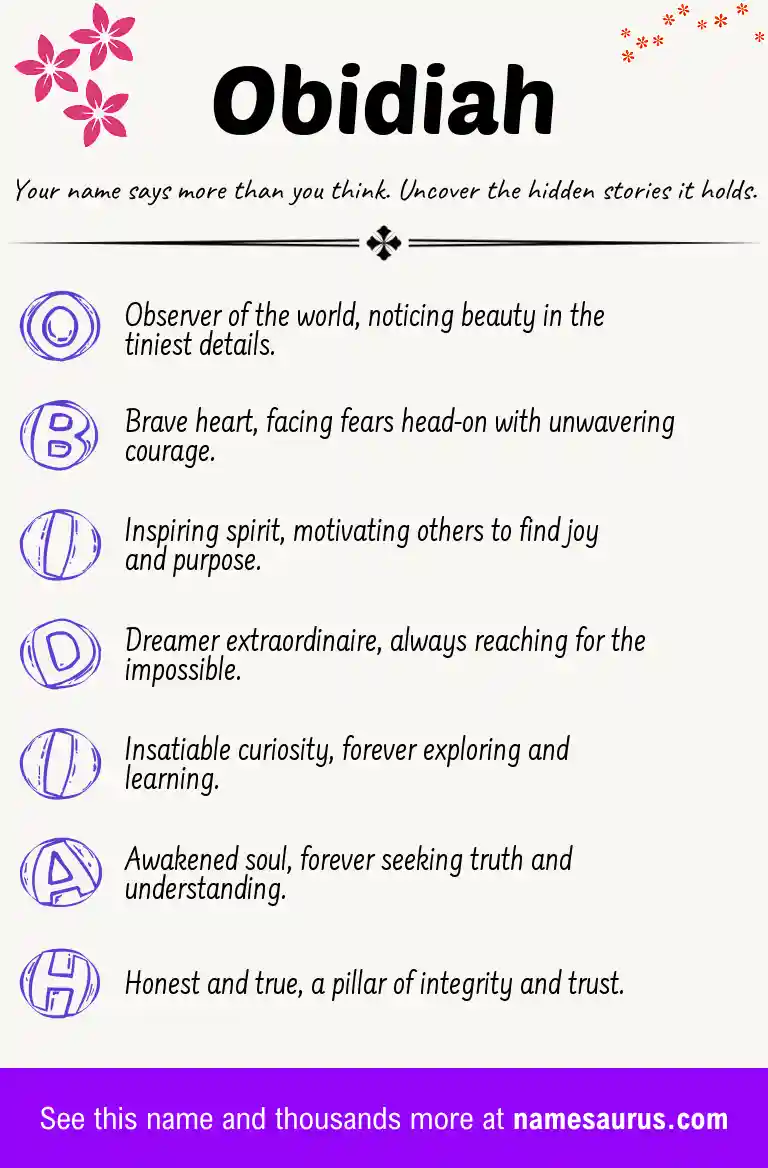 Acrostic poem about Obidiah.