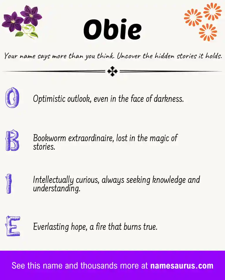 Acrostic poem about Obie.