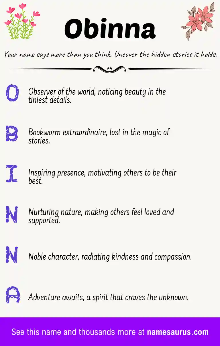Acrostic poem about Obinna.