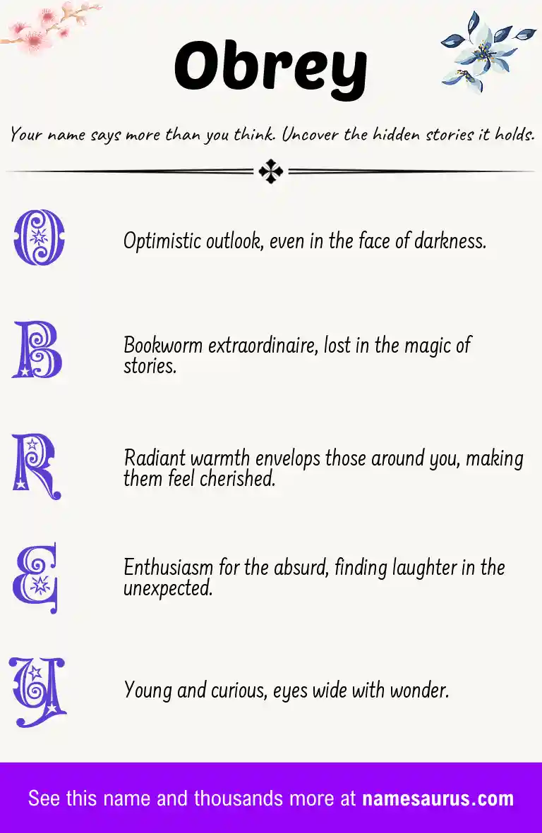 Acrostic poem about Obrey.