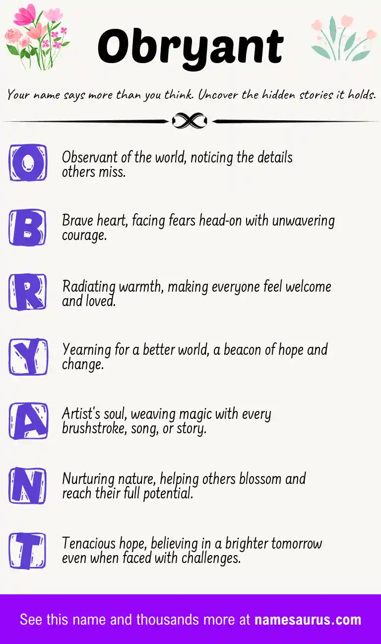 Acrostic poem about Obryant.