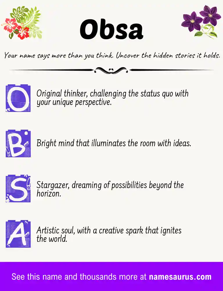 Acrostic poem about Obsa.