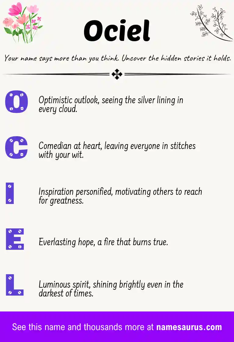 Acrostic poem about Ociel.