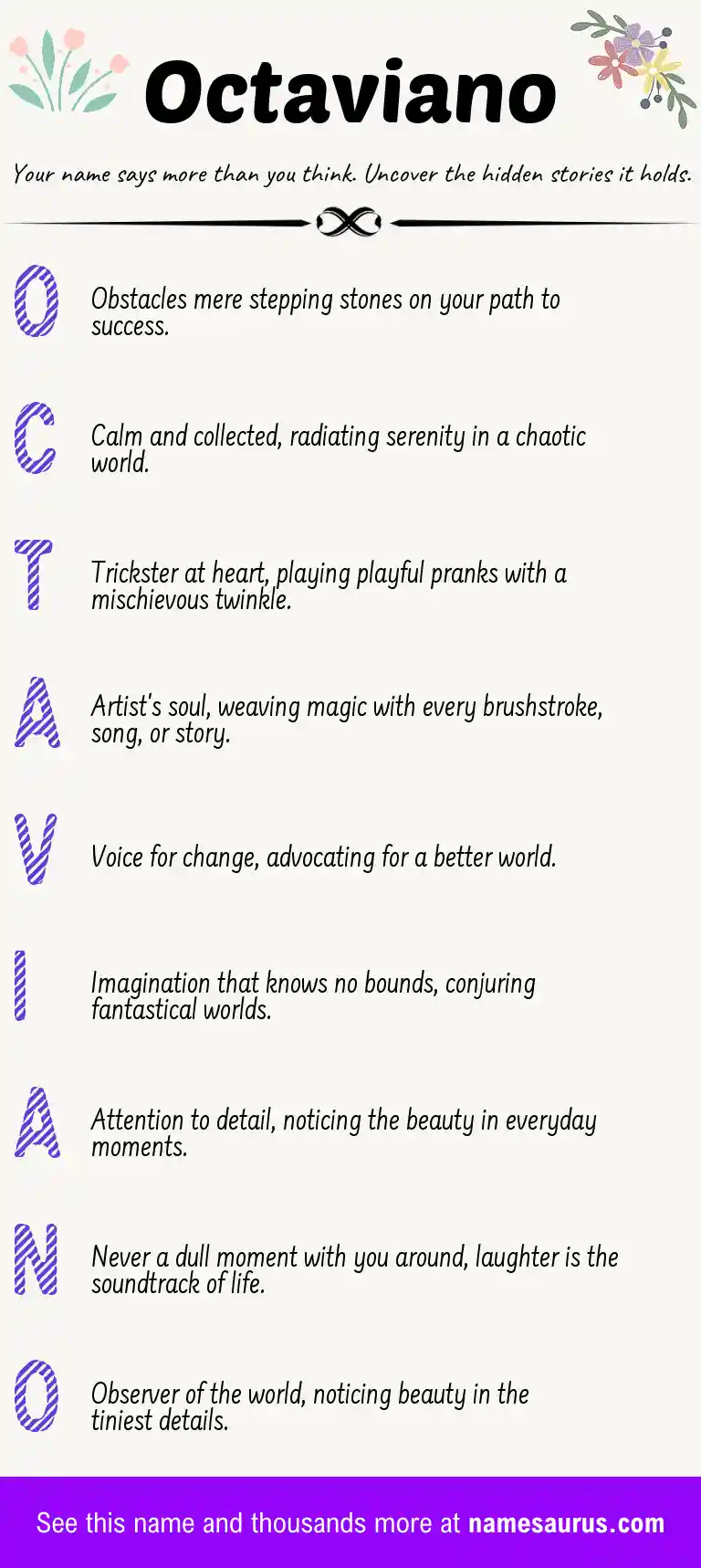 Acrostic poem about Octaviano.