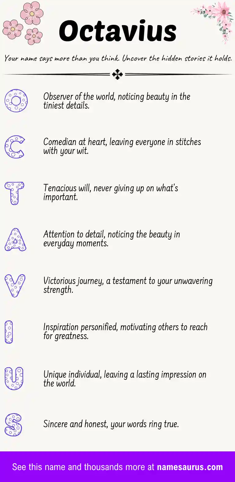 Acrostic poem about Octavius.
