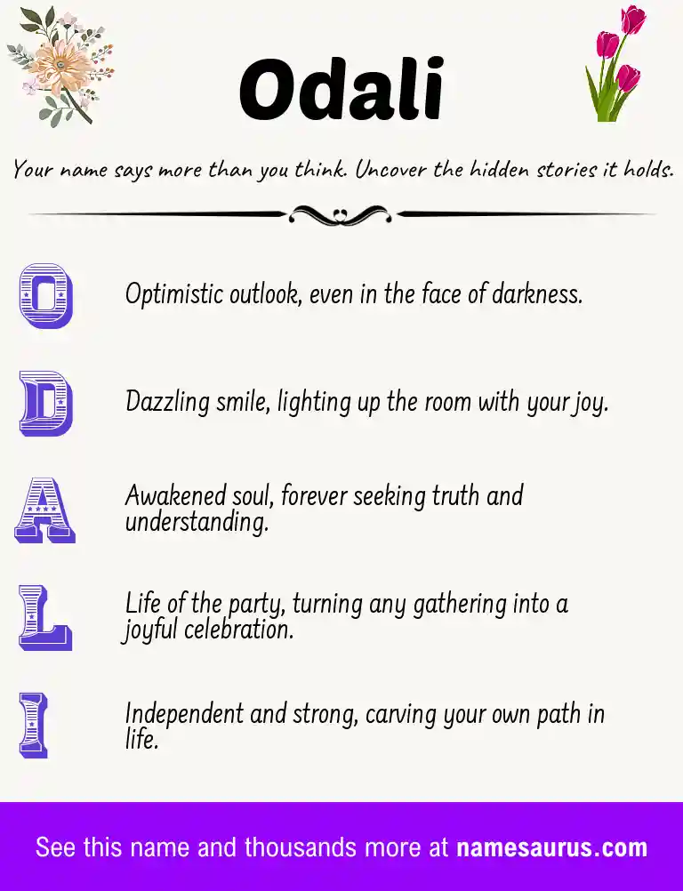 Acrostic poem about Odali.